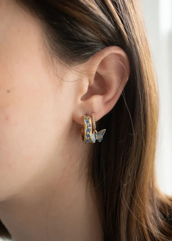 Fable England Forget Me Not Flower Earrings Blue