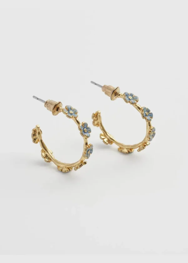 Fable England Forget-Me-Not Stud Hoop Earrings Blue
