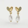Fable England Forget-Me-Not Heart & Pearl Earrings Blue