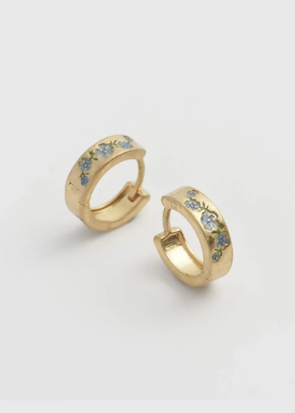 Fable England Forget-Me-Not Mini Hoop Earrings Blue