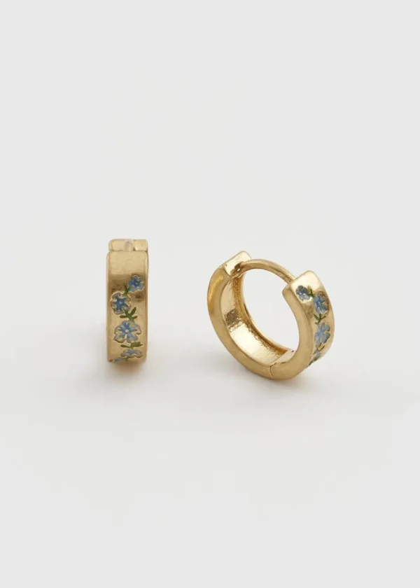 Fable England Forget-Me-Not Mini Hoop Earrings Blue