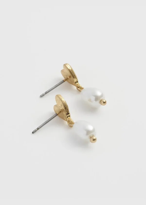 Fable England Forget-Me-Not Heart & Pearl Earrings Blue