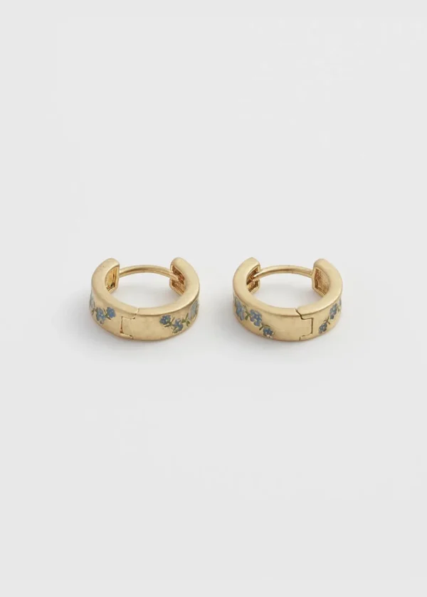 Fable England Forget-Me-Not Mini Hoop Earrings Blue