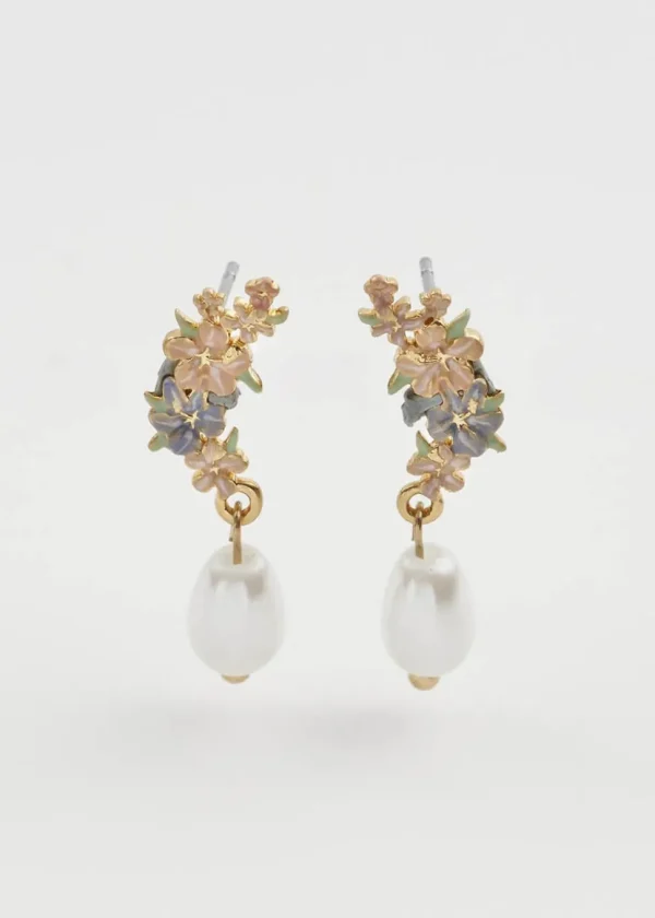 Fable England Hibiscus & Pearl Earrings