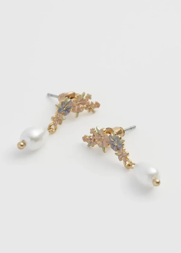 Fable England Hibiscus & Pearl Earrings