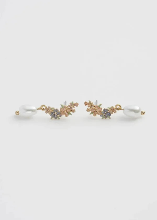 Fable England Hibiscus & Pearl Earrings