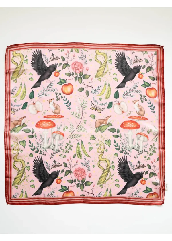 Fable England Into The Woods Square Scarf Pink