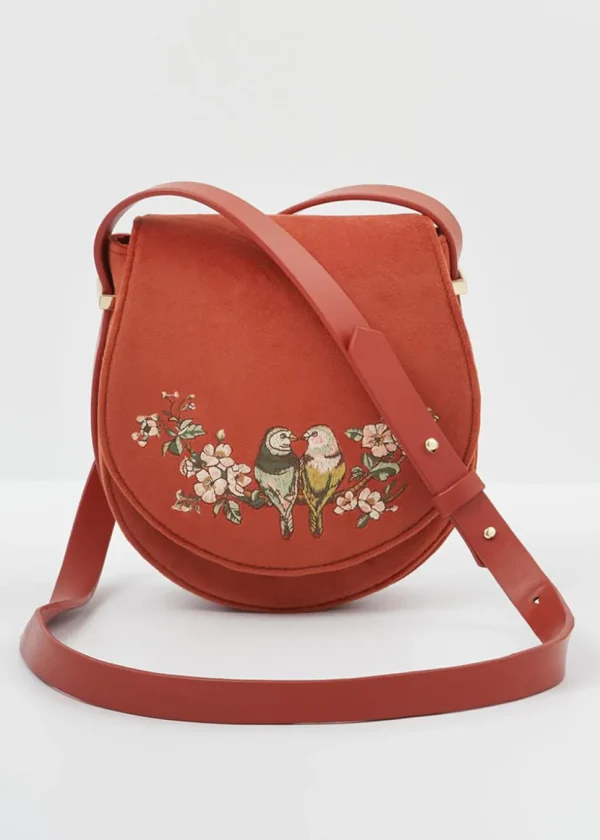Fable England Lovebirds Velvet Saddle Bag Rust