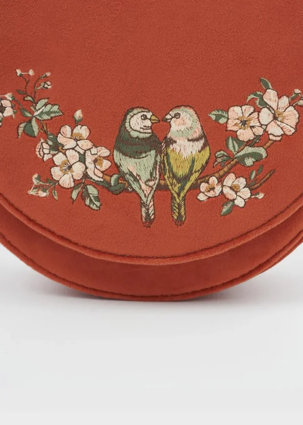 Fable England Lovebirds Velvet Saddle Bag Rust