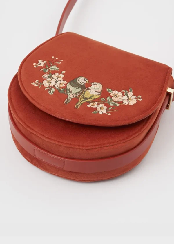 Fable England Lovebirds Velvet Saddle Bag Rust