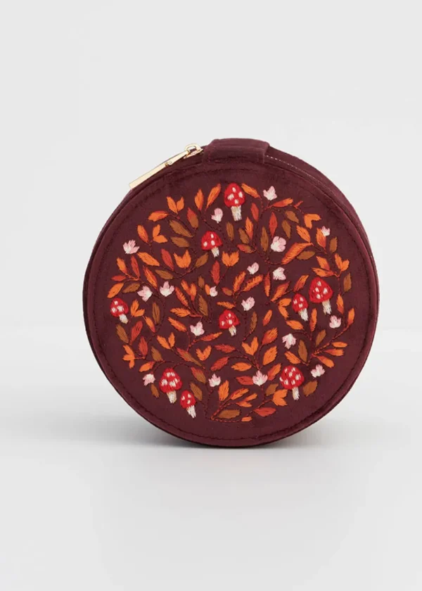 Fable England Magical Mushroom Velvet Jewelry Box Burgundy