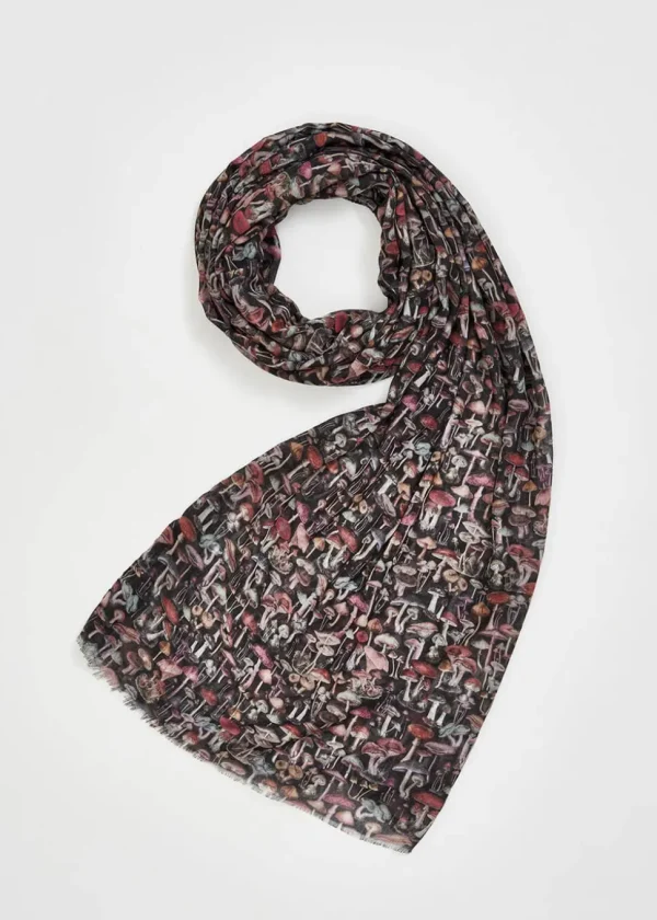 Fable England Magical Mushroom Lightweight Scarf Black