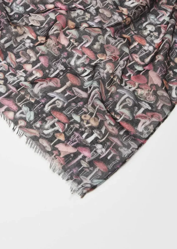 Fable England Magical Mushroom Lightweight Scarf Black