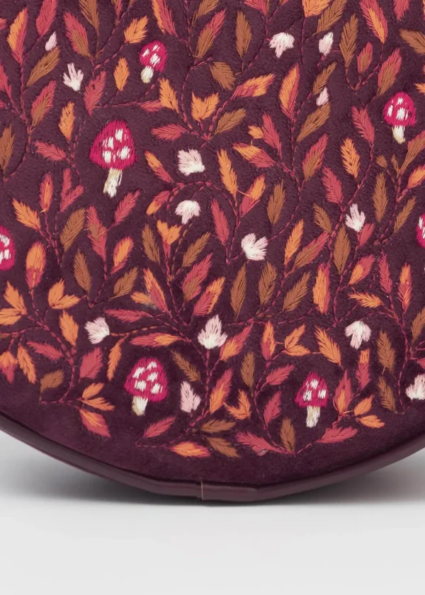Fable England Magical Mushroom Velvet Circle Bag Burgundy
