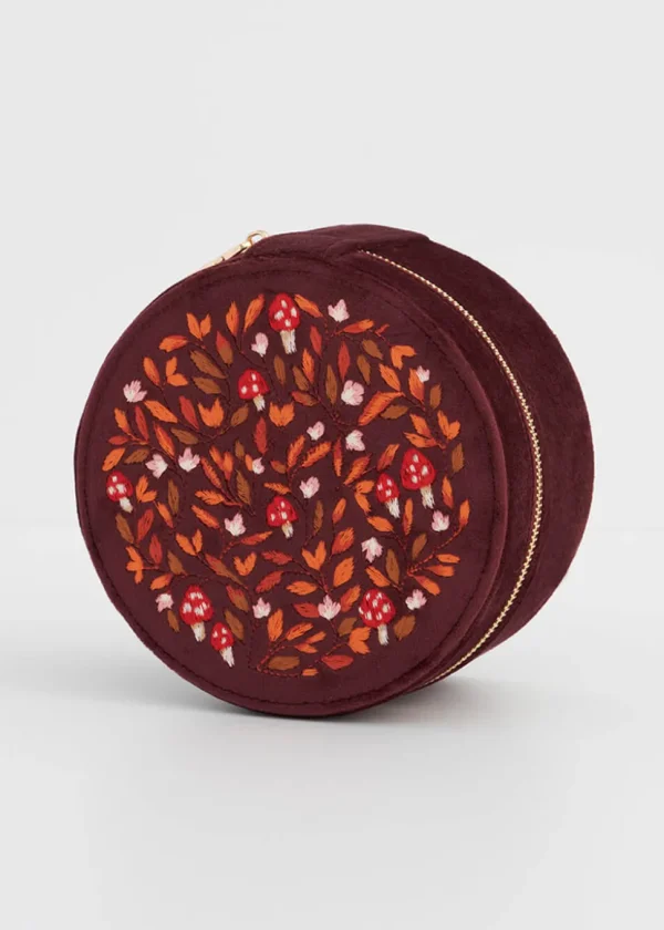 Fable England Magical Mushroom Velvet Jewelry Box Burgundy