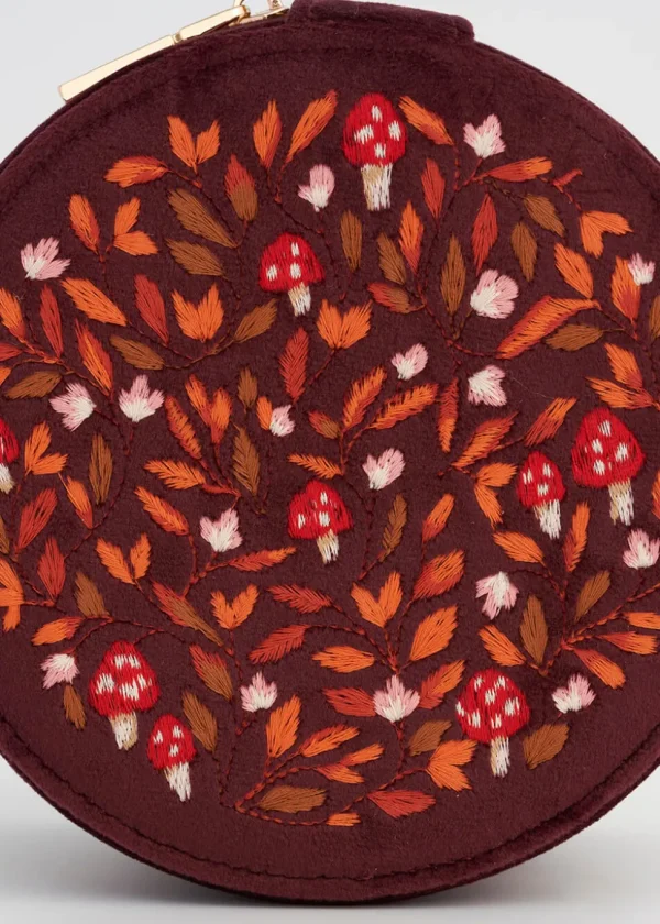 Fable England Magical Mushroom Velvet Jewelry Box Burgundy