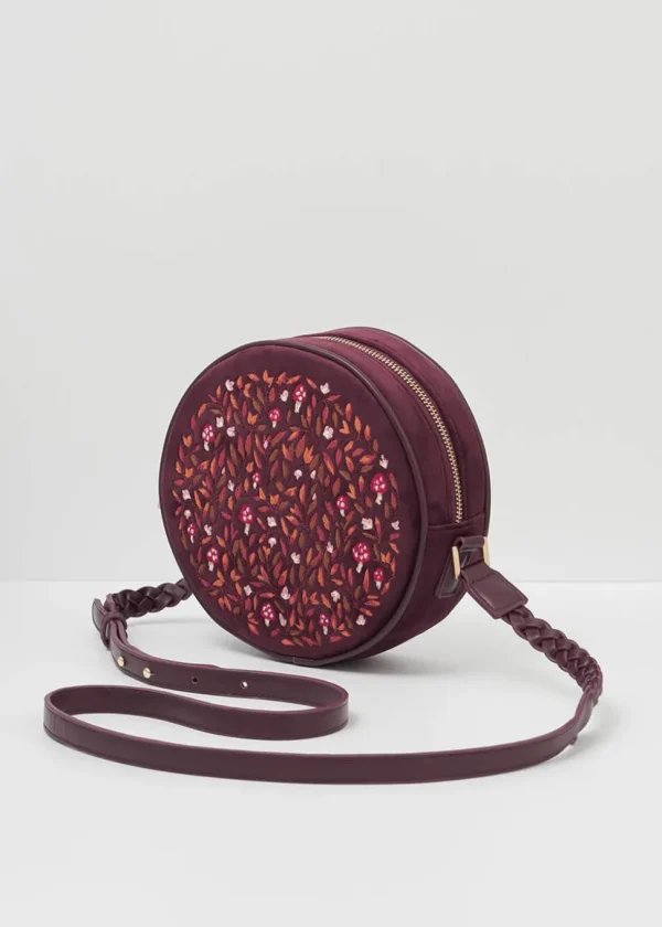 Fable England Magical Mushroom Velvet Circle Bag Burgundy