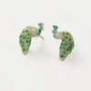 Fable England Peacock Enamel Stud Earrings Blue