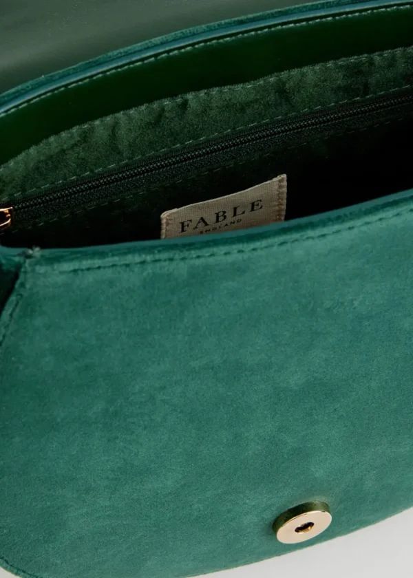 Fable England Robin Bird Velvet Saddle 40's Bag Green