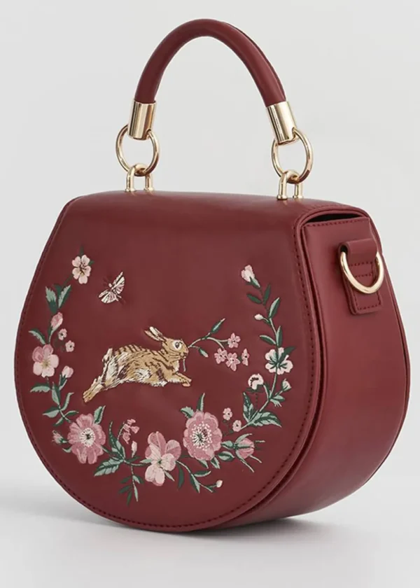 Fable England Running Bunny Saddle Bag Burgundy