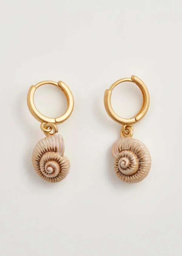 Fable England Sea Snail Shell Huggie Earrings