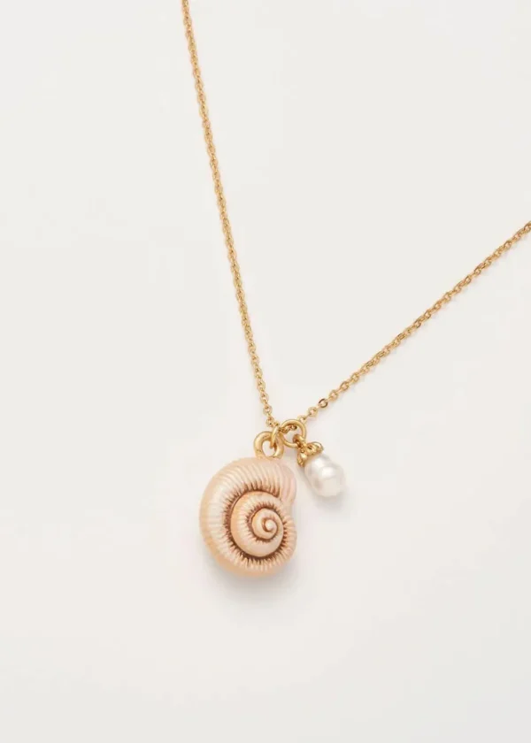 Fable England Sea Snail Shell Pearl Necklace
