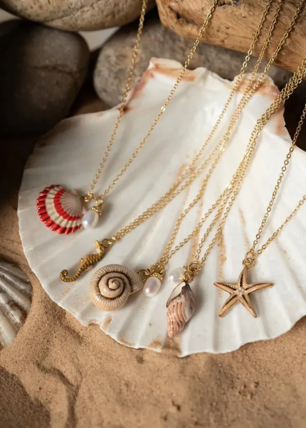 Fable England Sea Snail Shell Pearl Necklace