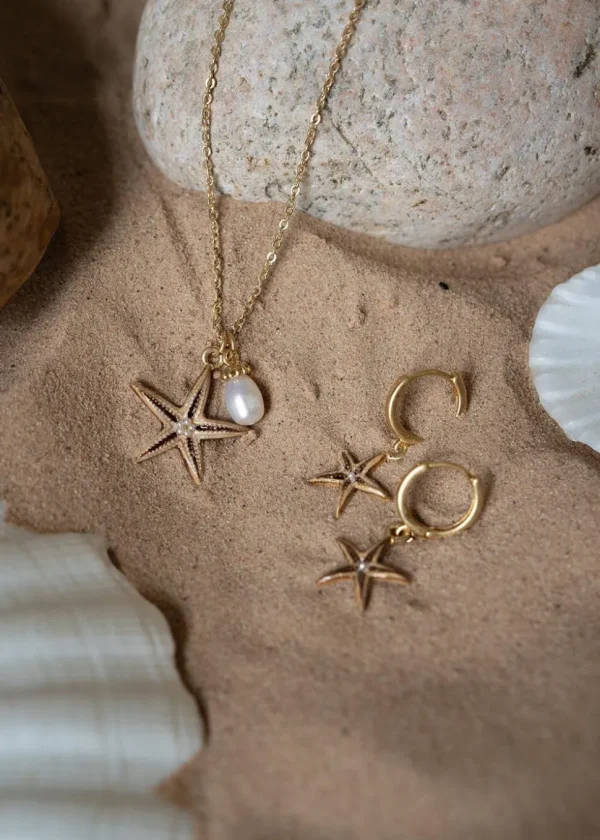 Fable England Starfish Huggie Hoops Earrings