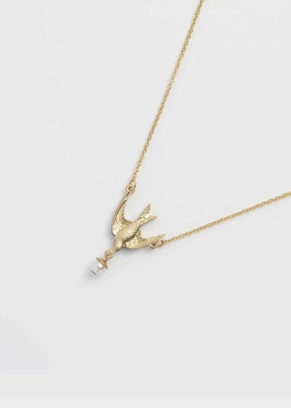 Fable England Swallow & Pearl Necklace Blue