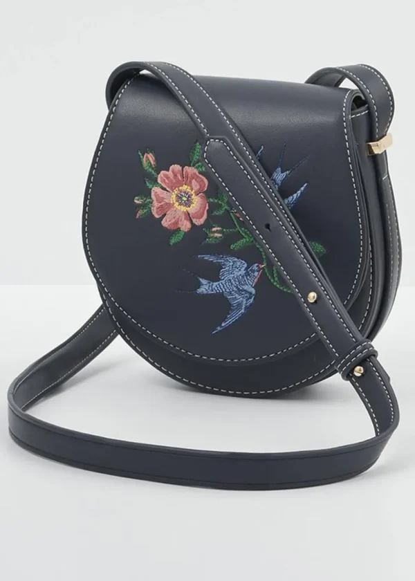 Fable England Swooping Swallows Saddle Bag Navy