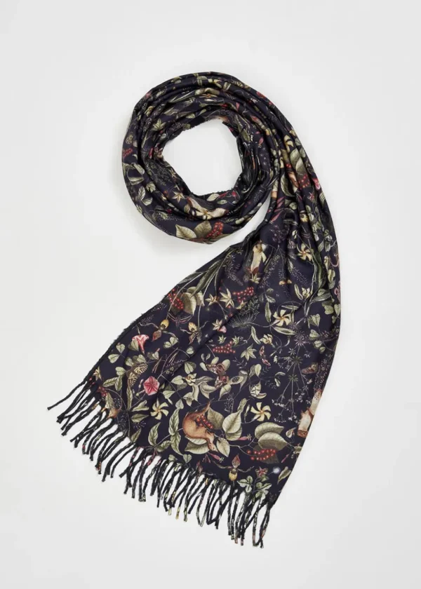Fable England Wolf Garden Scarf Navy