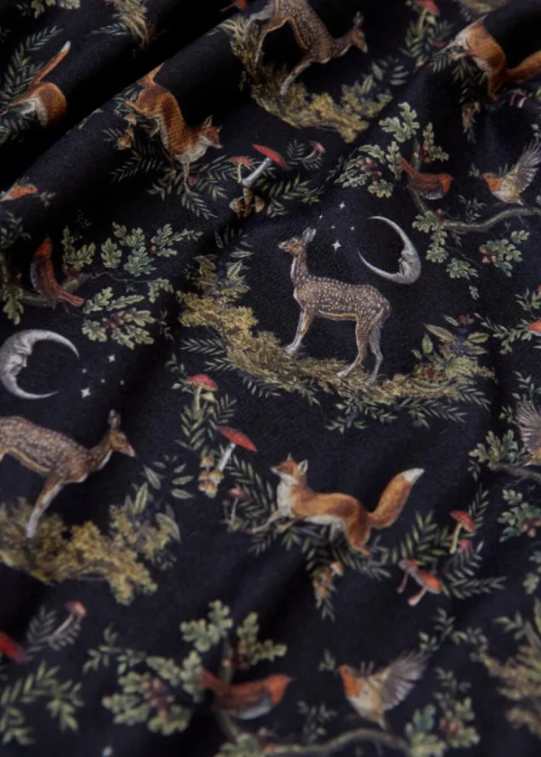 Fable England Woodland Scenes Toile Scarf Black