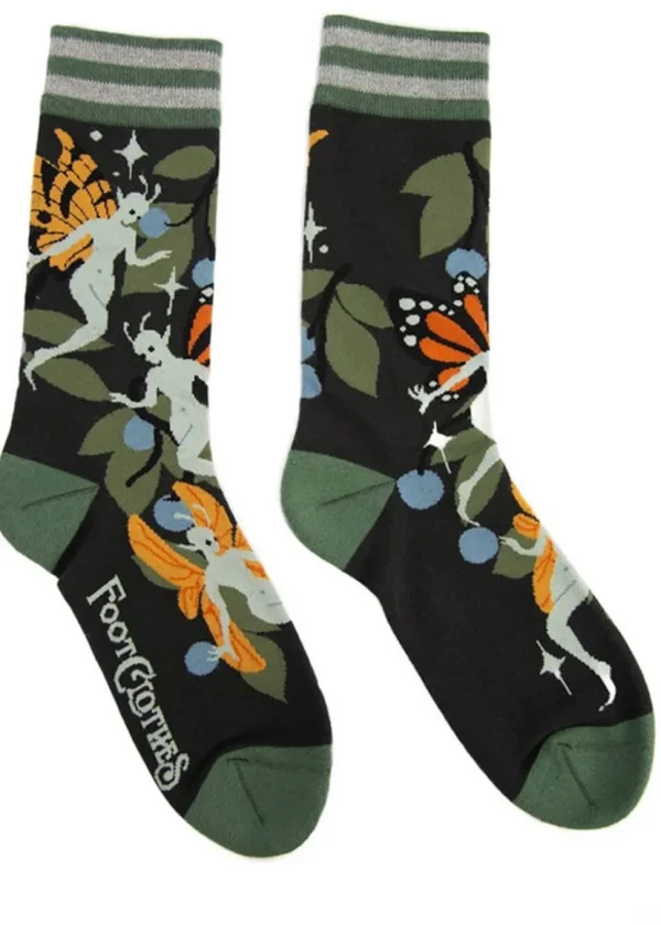 FootClothes Fanciful Fairies Socks Green