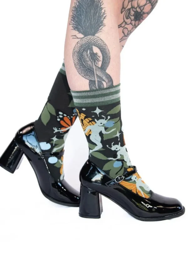 FootClothes Fanciful Fairies Socks Green