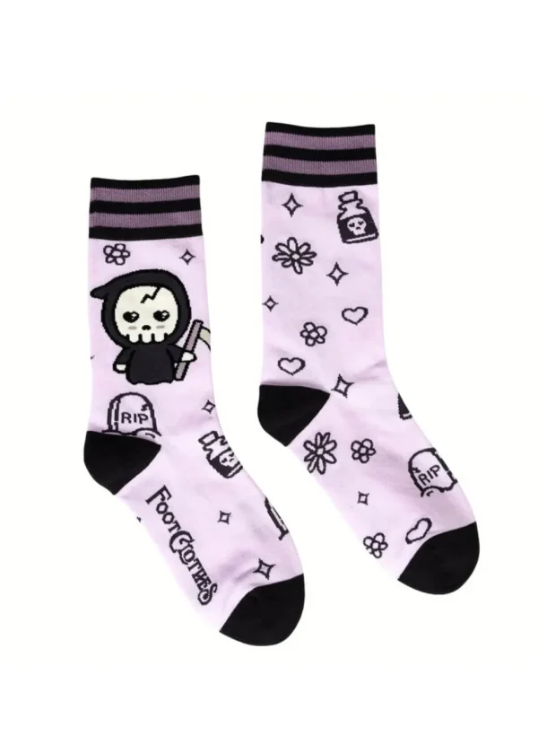 FootClothes Pastel Goth Grim Reaper Socks Pink