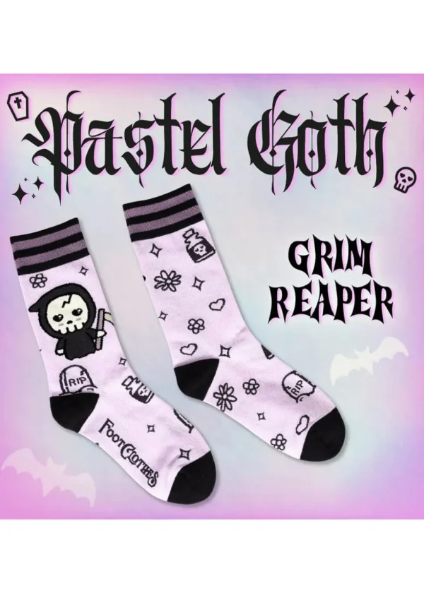 FootClothes Pastel Goth Grim Reaper Socks Pink