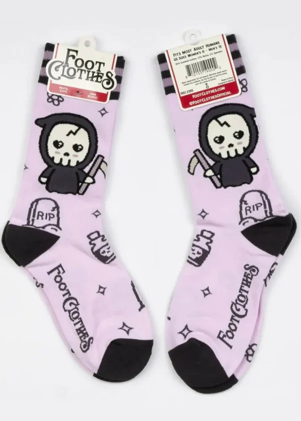 FootClothes Pastel Goth Grim Reaper Socks Pink