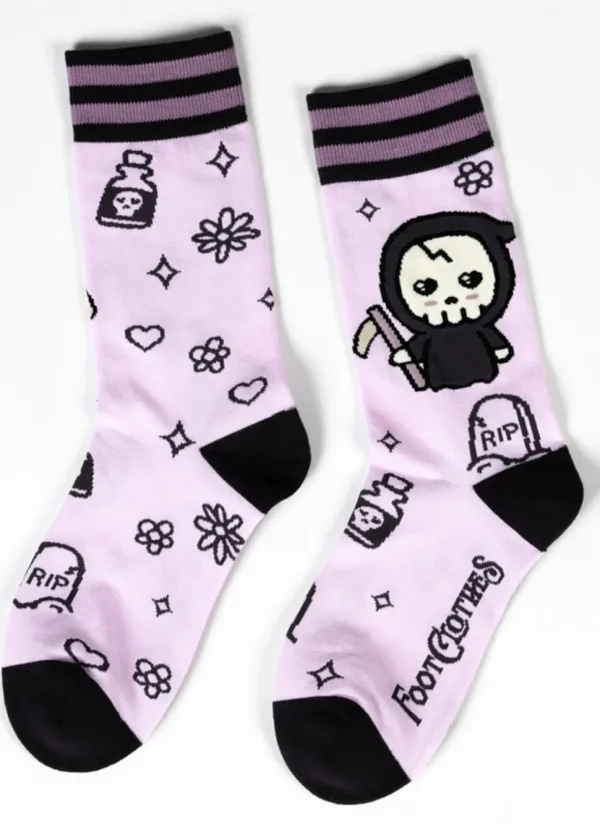FootClothes Pastel Goth Grim Reaper Socks Pink
