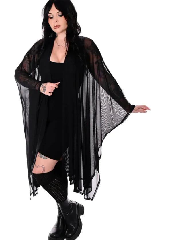 Foxblood Lilith Mesh Oversized Cloak Black