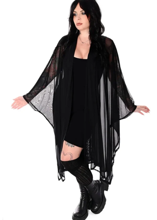Foxblood Lilith Mesh Oversized Cloak Black