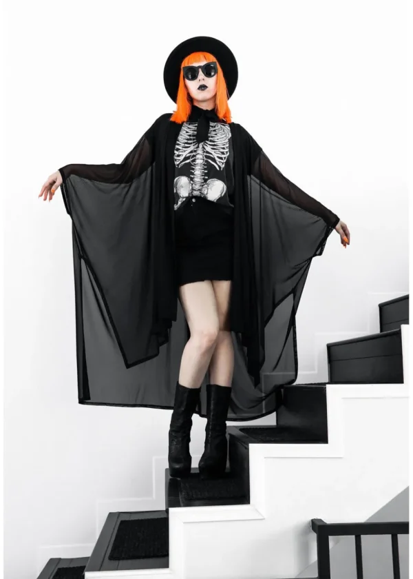 Foxblood Lilith Mesh Oversized Cloak Black