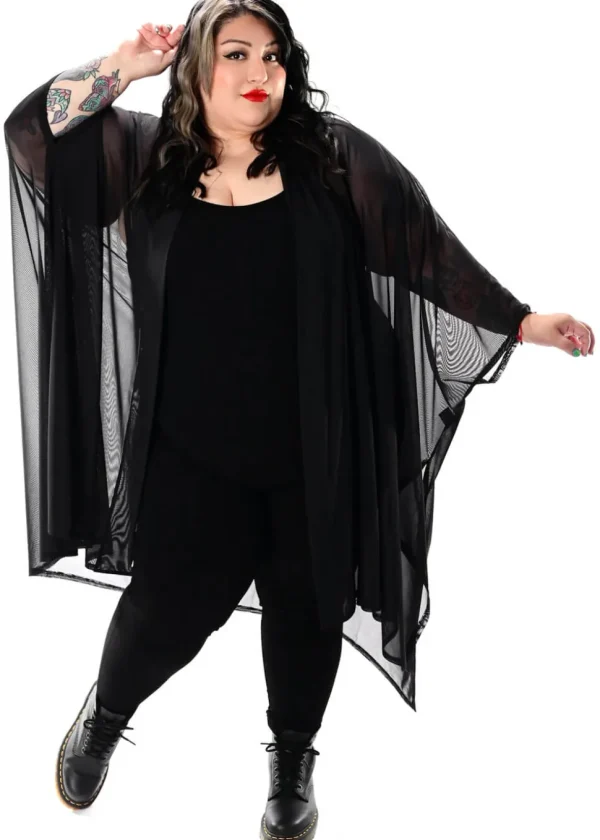 Foxblood Lilith Mesh Oversized Cloak Black