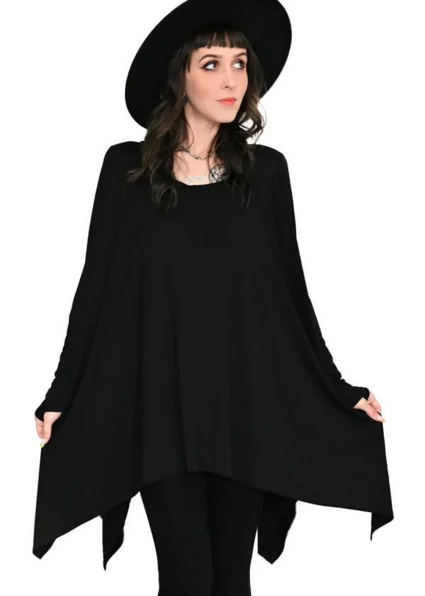 Foxblood Long Flowing Thumbholes Top Black