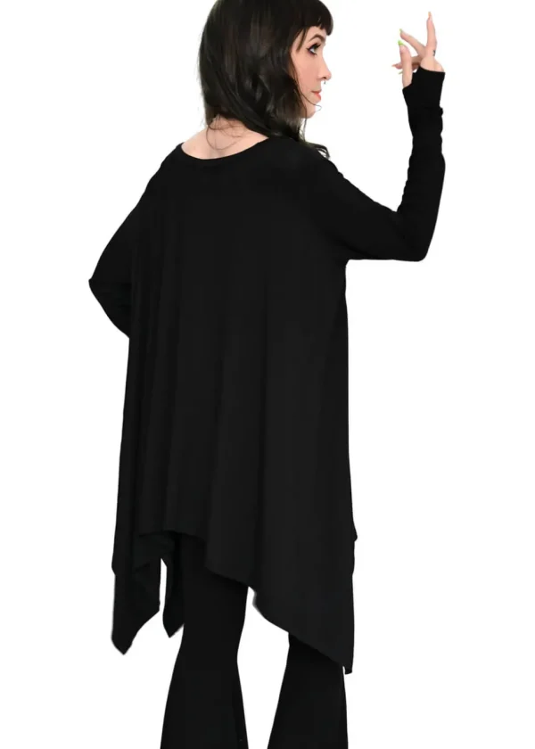 Foxblood Long Flowing Thumbholes Top Black