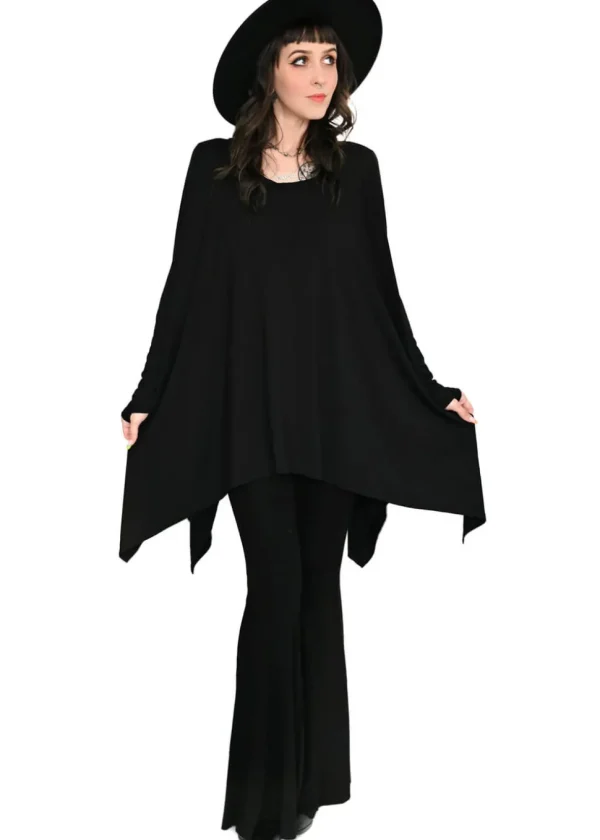 Foxblood Long Flowing Thumbholes Top Black