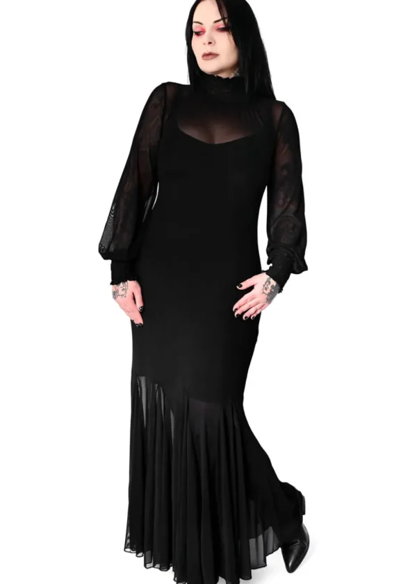 Foxblood Mary Mesh Dress Black