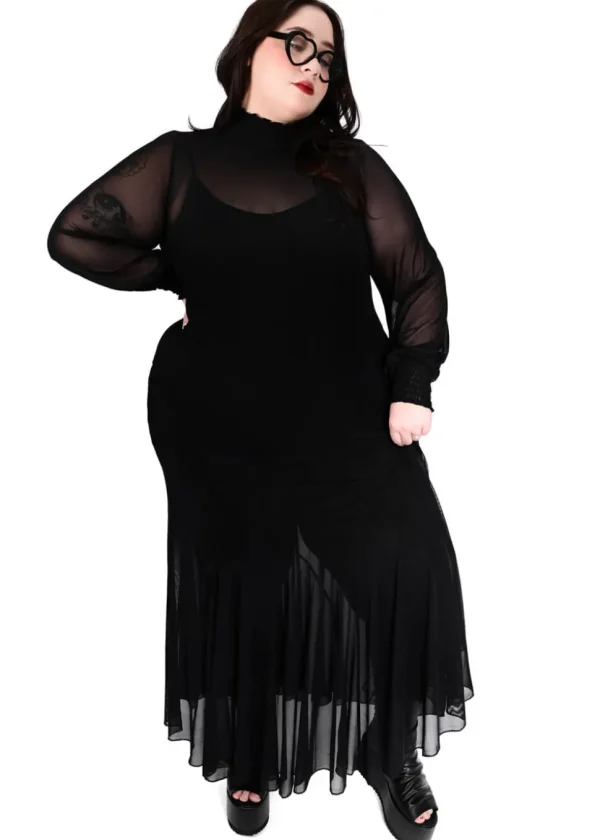 Foxblood Mary Mesh Dress Black