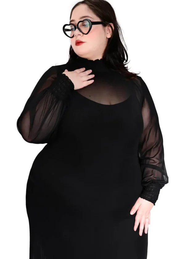 Foxblood Mary Mesh Dress Black
