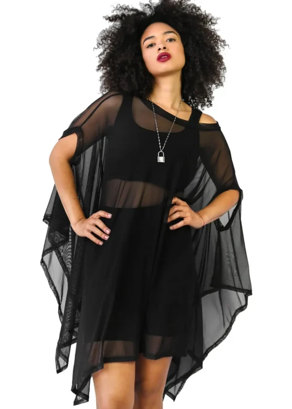 Foxblood Mesh Rhiannon Flowing Tunic Top Black