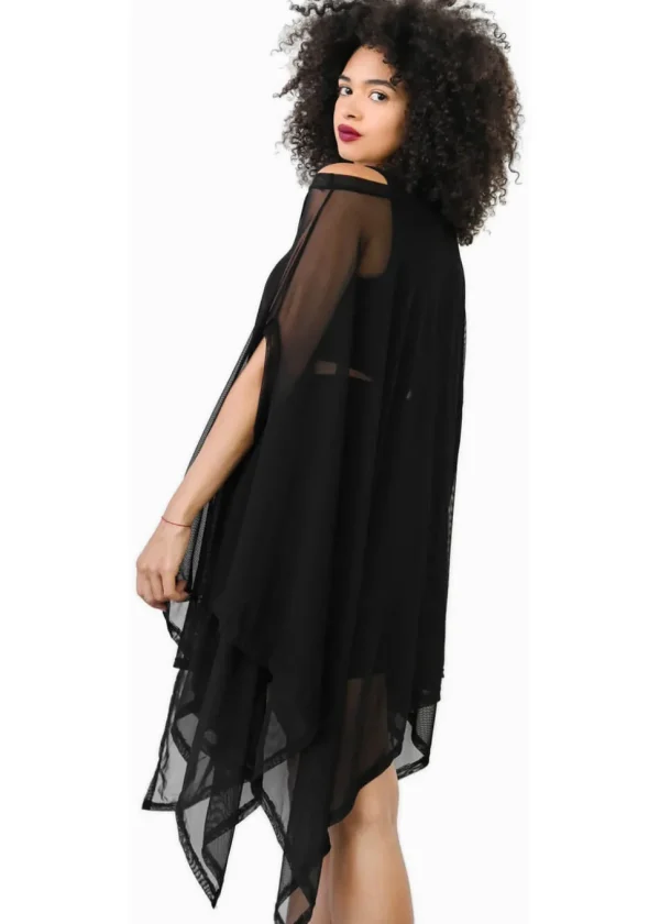 Foxblood Mesh Rhiannon Flowing Tunic Top Black